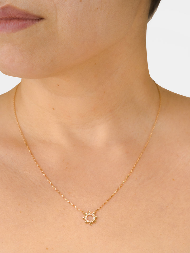 Jac+Jo Cog Mini Pave Necklace | Diamonds | 14K Yellow Gold