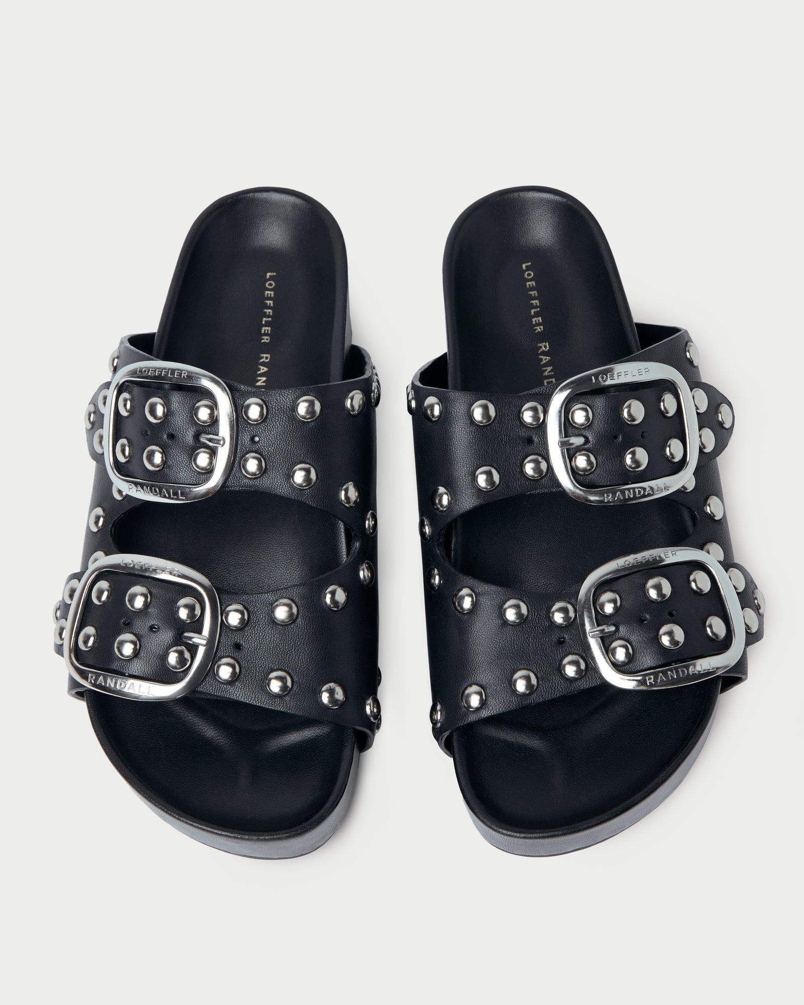Jack Black Studded Sandal in black leather with silver studs.