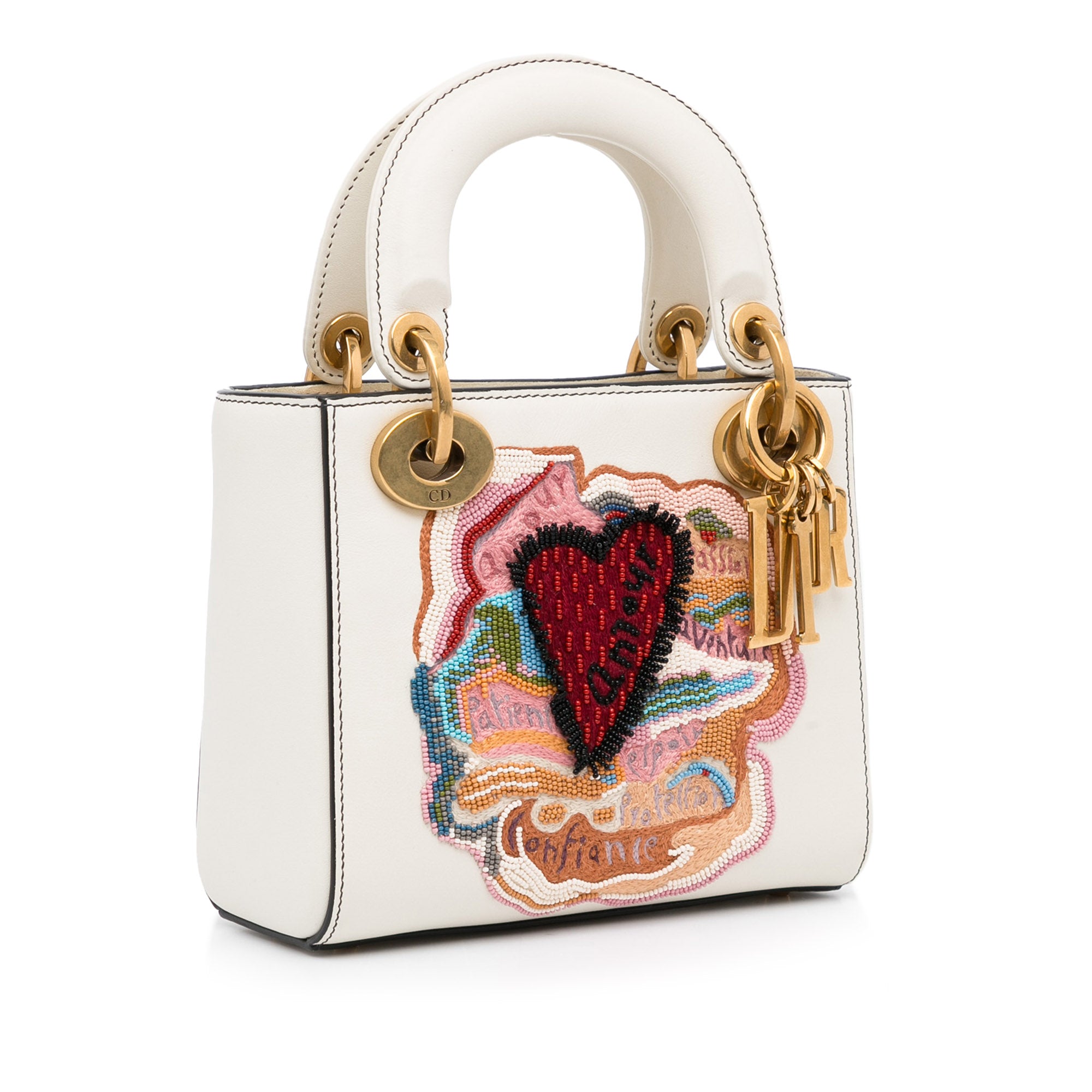 Dior | Pre-Owned Niki De Saint Phalle Mini Calfskin Dioramour Lady (Embroidered) - II | White