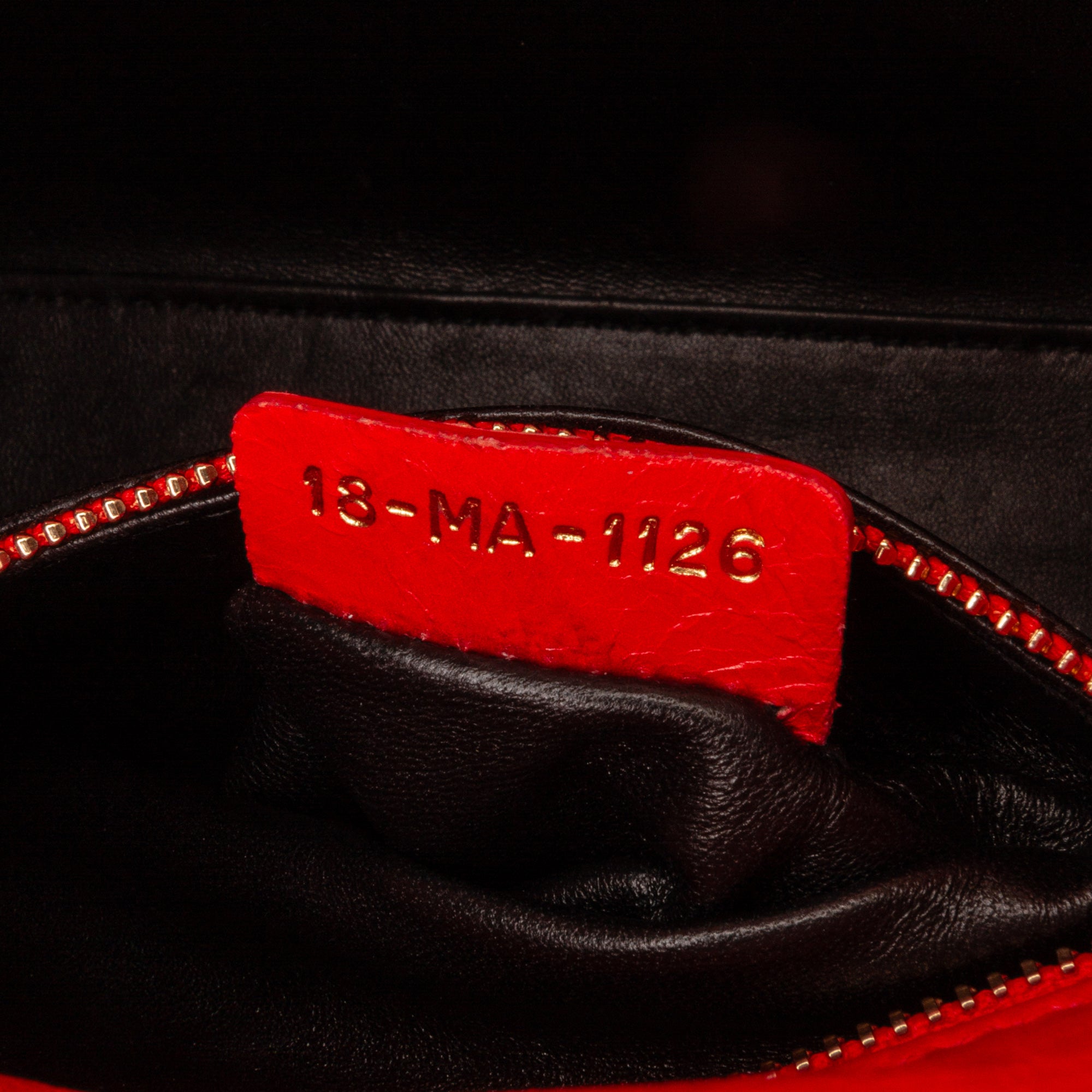 Dior | Pre-Owned Mini Calfskin Sequin Embellished Lady - I | Red