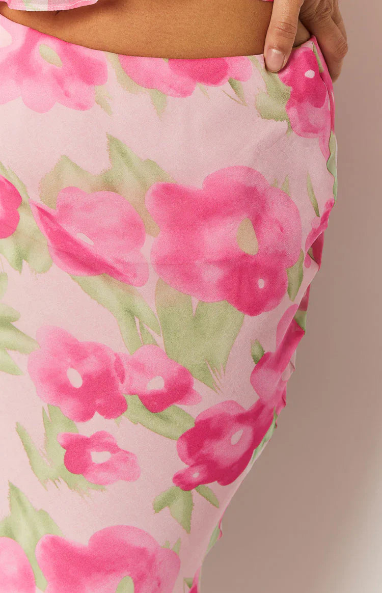 Jacqulin Floral Print Maxi Skirt | Pink
