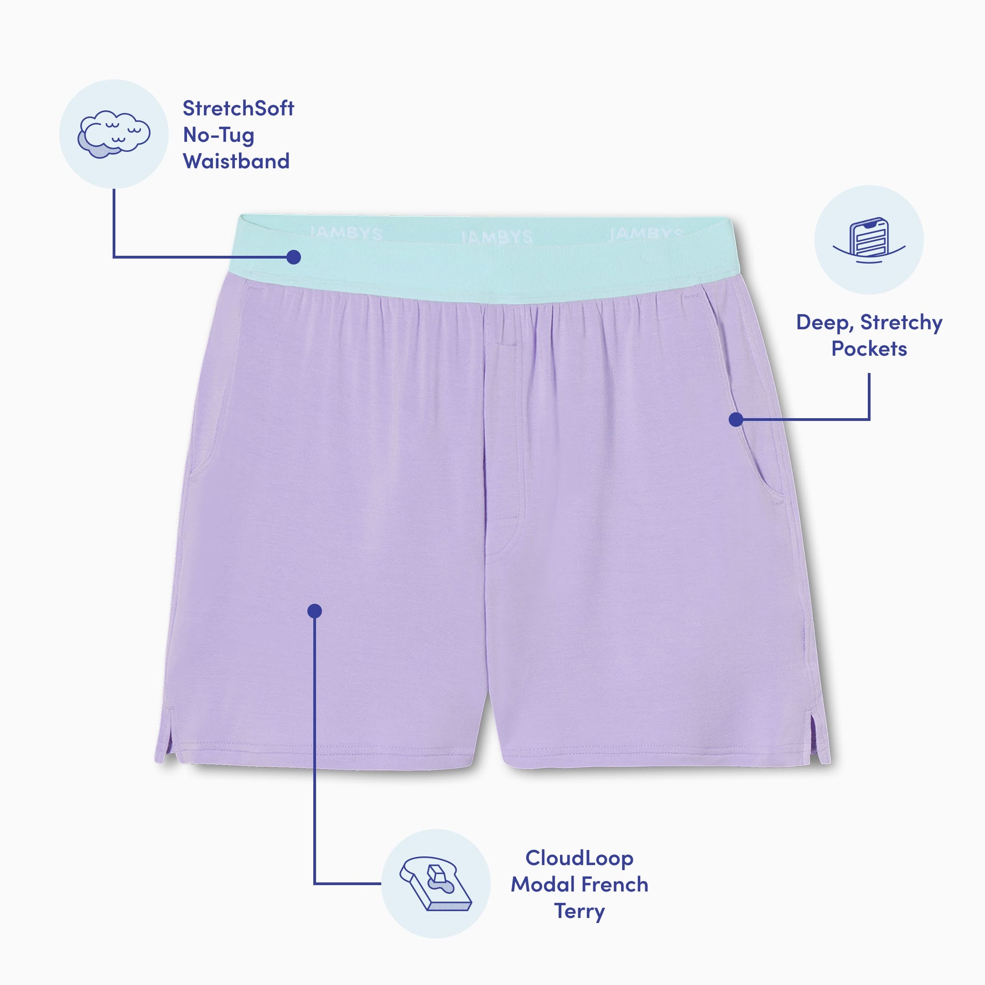 Modal French Terry House Shorts | Lavender/Mint