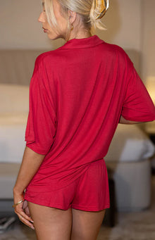 Jamey Mini Pajama Shorts | Burgundy