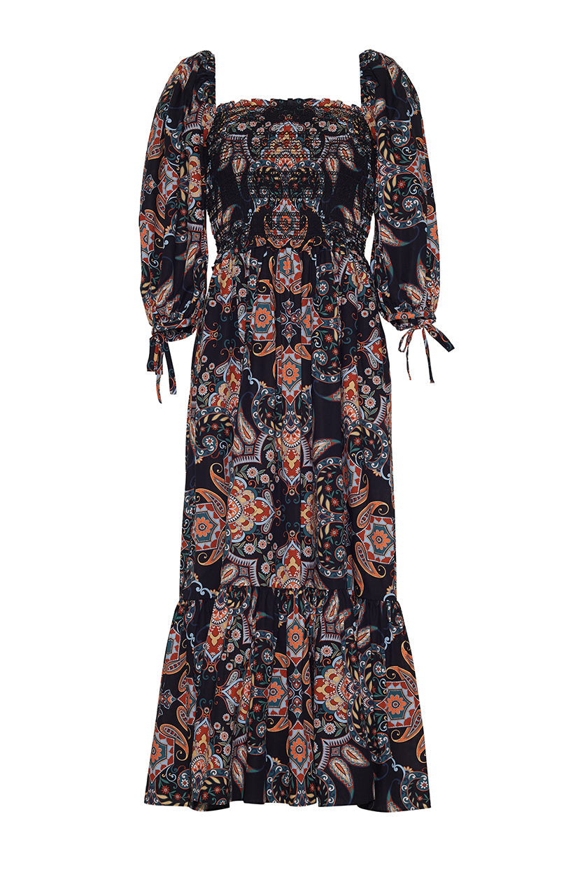 Jazzy Dress | Black Vintage Paisley