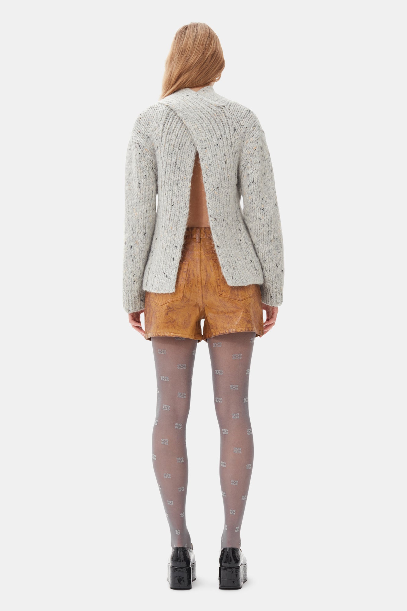 Chunky Marled Handknit Open Back Pullover | Paloma Melange