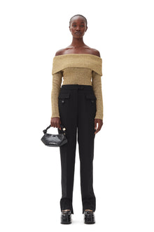 Sparkle Doubleface Off Shoulder Blouse | Gold