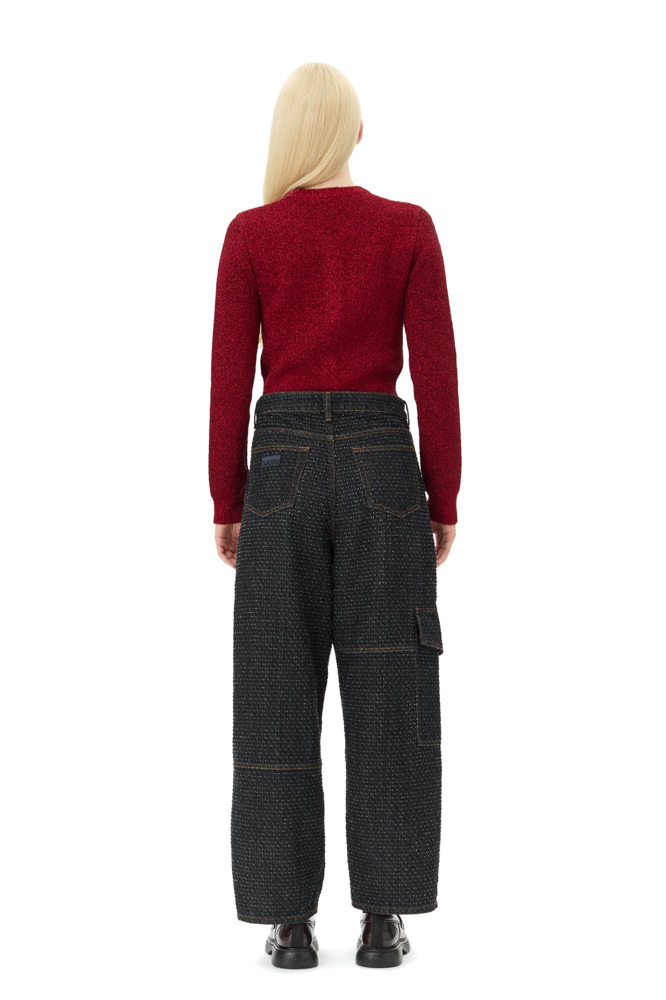 Sparkle Doubleface Short Cardigan | Racing Red