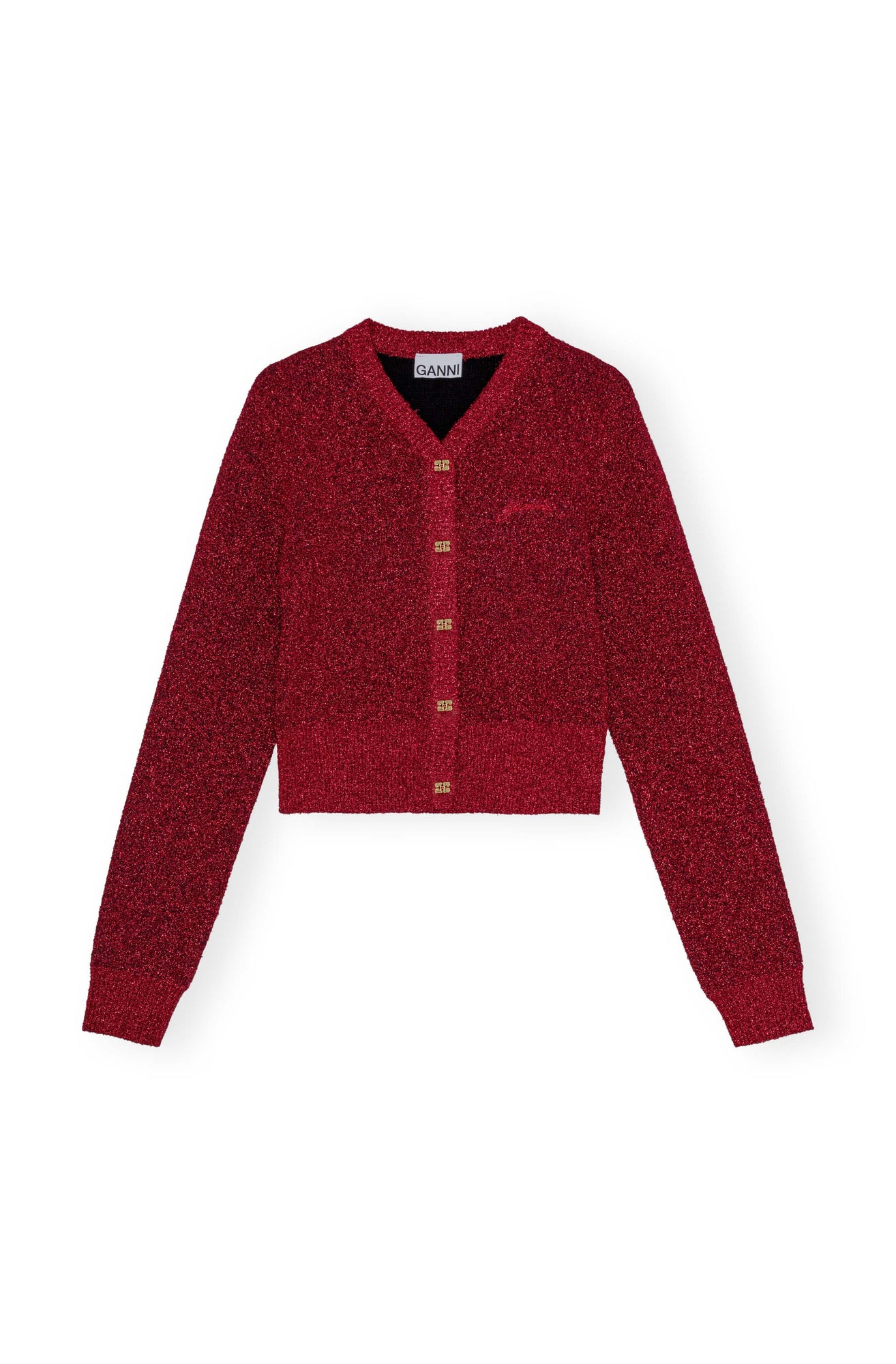 Sparkle Doubleface Short Cardigan | Racing Red