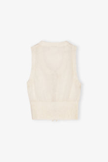 Light Mohair Tie String Vest | Egret