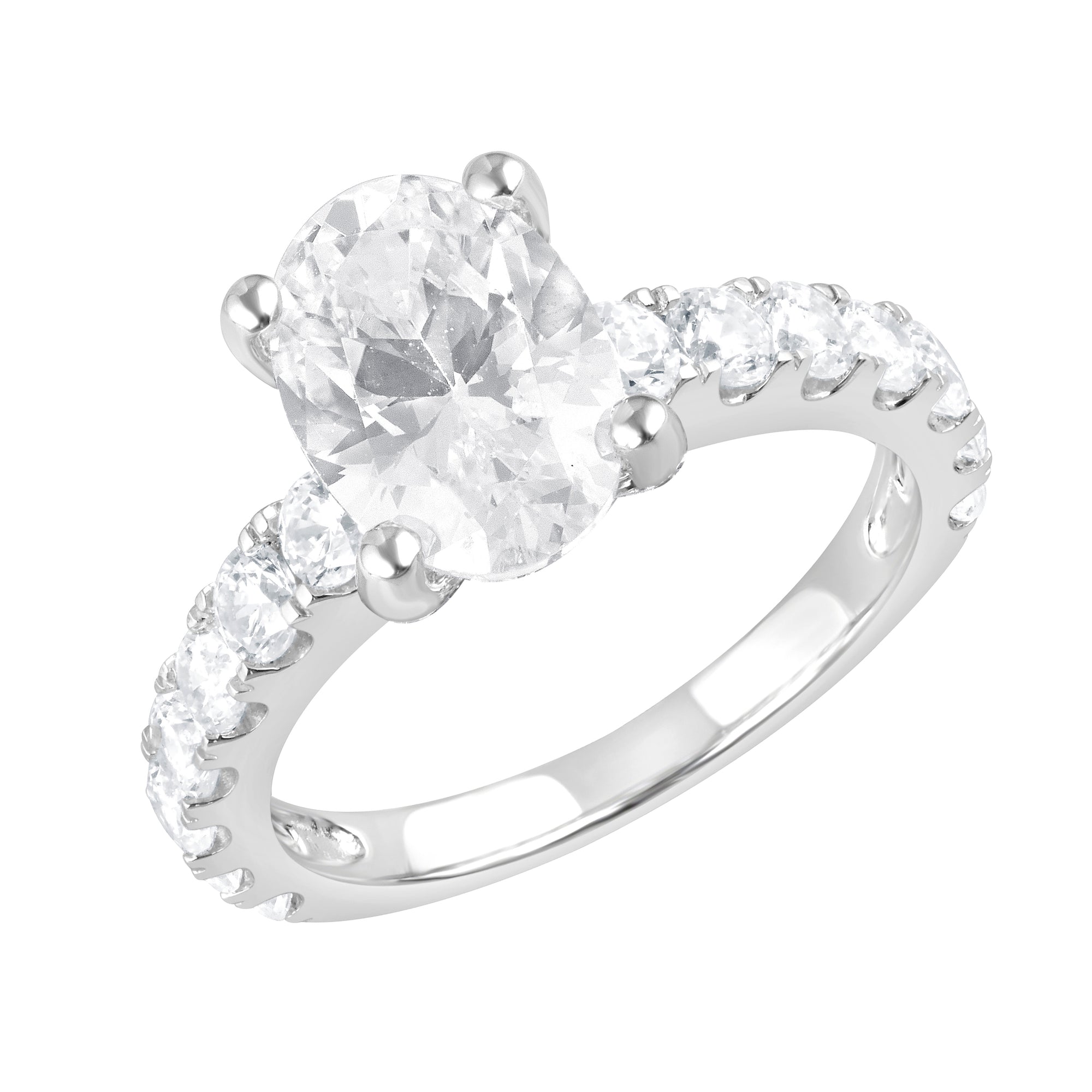 Womens | Bridal Set | 14K White Gold | 5 CTW Oval Cut Lab Grown Diamond | G-SI