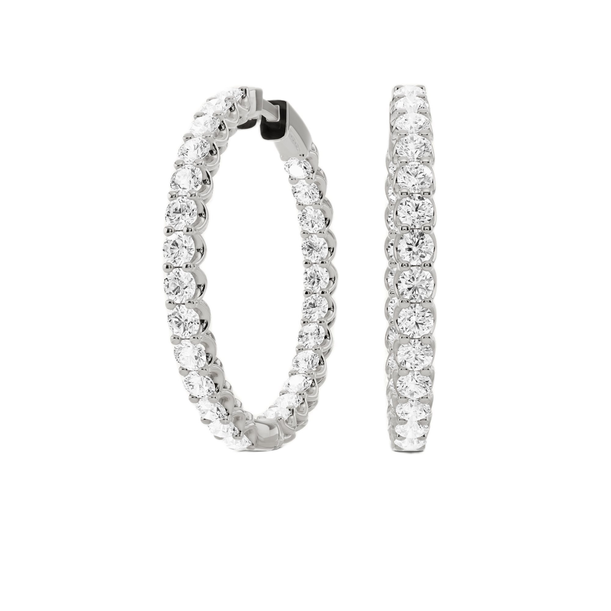 Womens | Inside Out Hoop Earrings | Sterling Silver | 5 CTW Round Cut Lab Grown Diamond | G-SI
