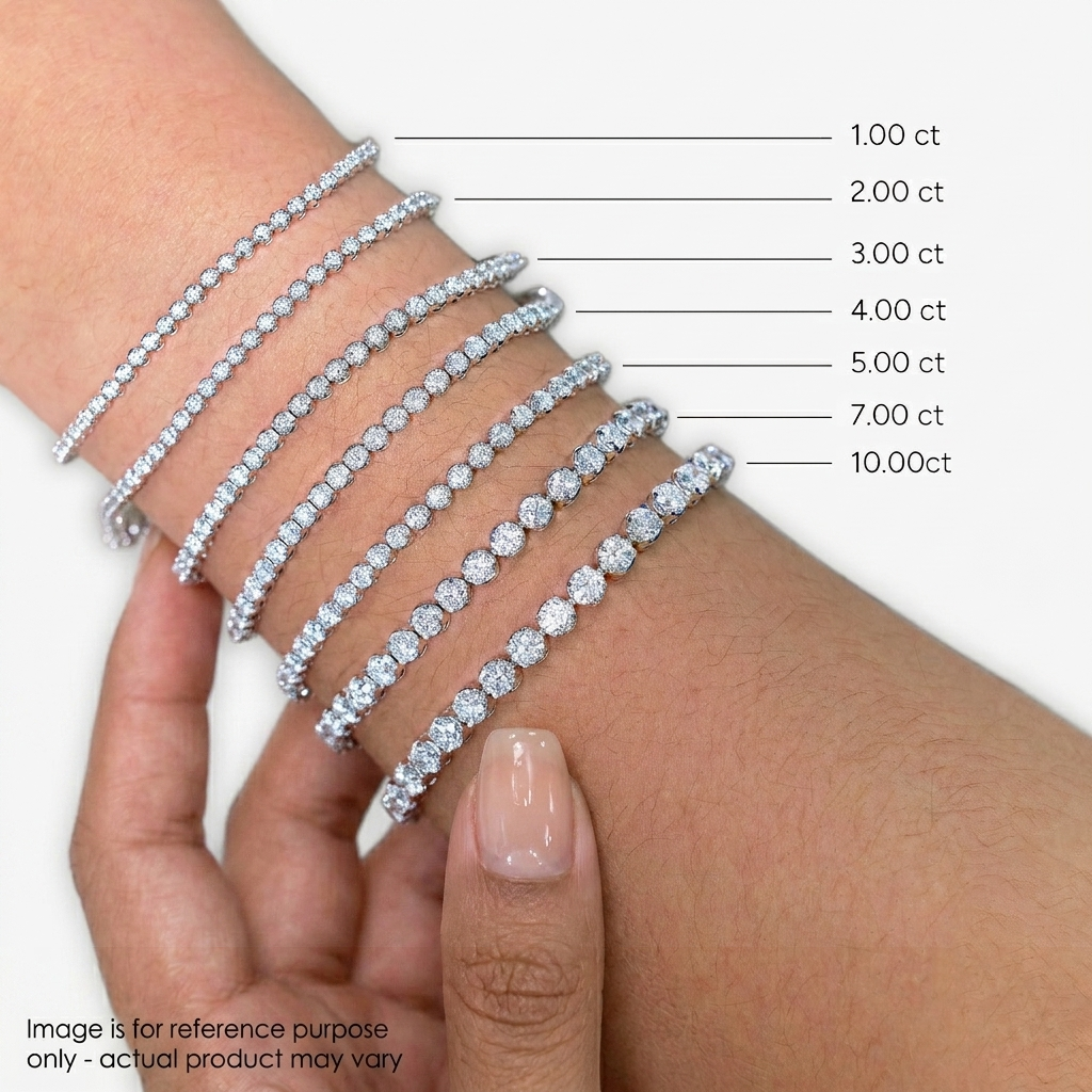 Womens | Tennis Bracelet - III | 14K White Gold | 5 CTW Round Cut Lab Grown Diamond | G-SI