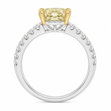 Womens | Solitaire Engagement Ring | 14K Two Tone Gold | 3 CTW Oval Cut Lab Grown Diamond | Fancy Yellow-VS1