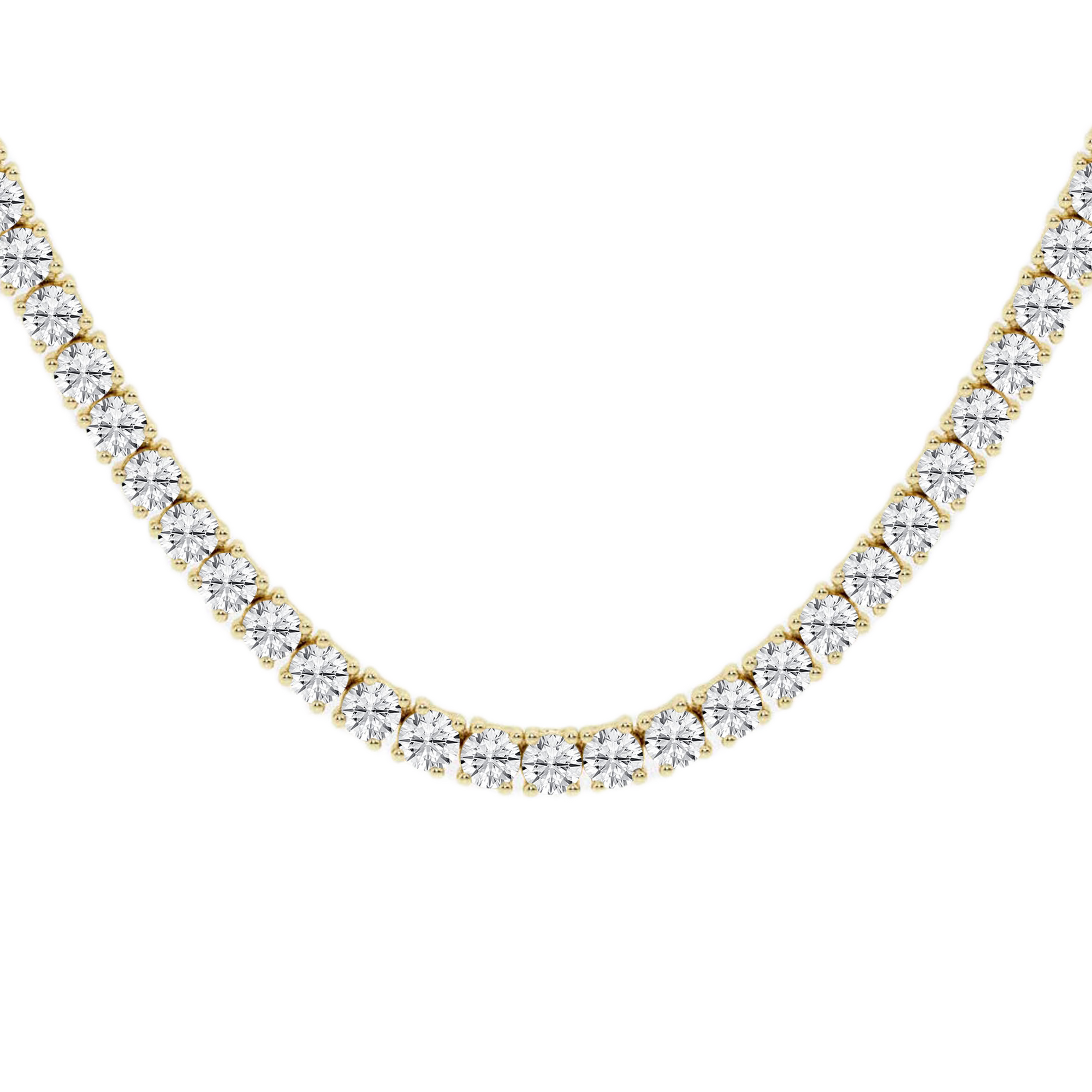 Womens | Tennis Necklace | 14K Yellow Gold | 15.15 CTW Round Cut Lab Grown Diamond | G-SI