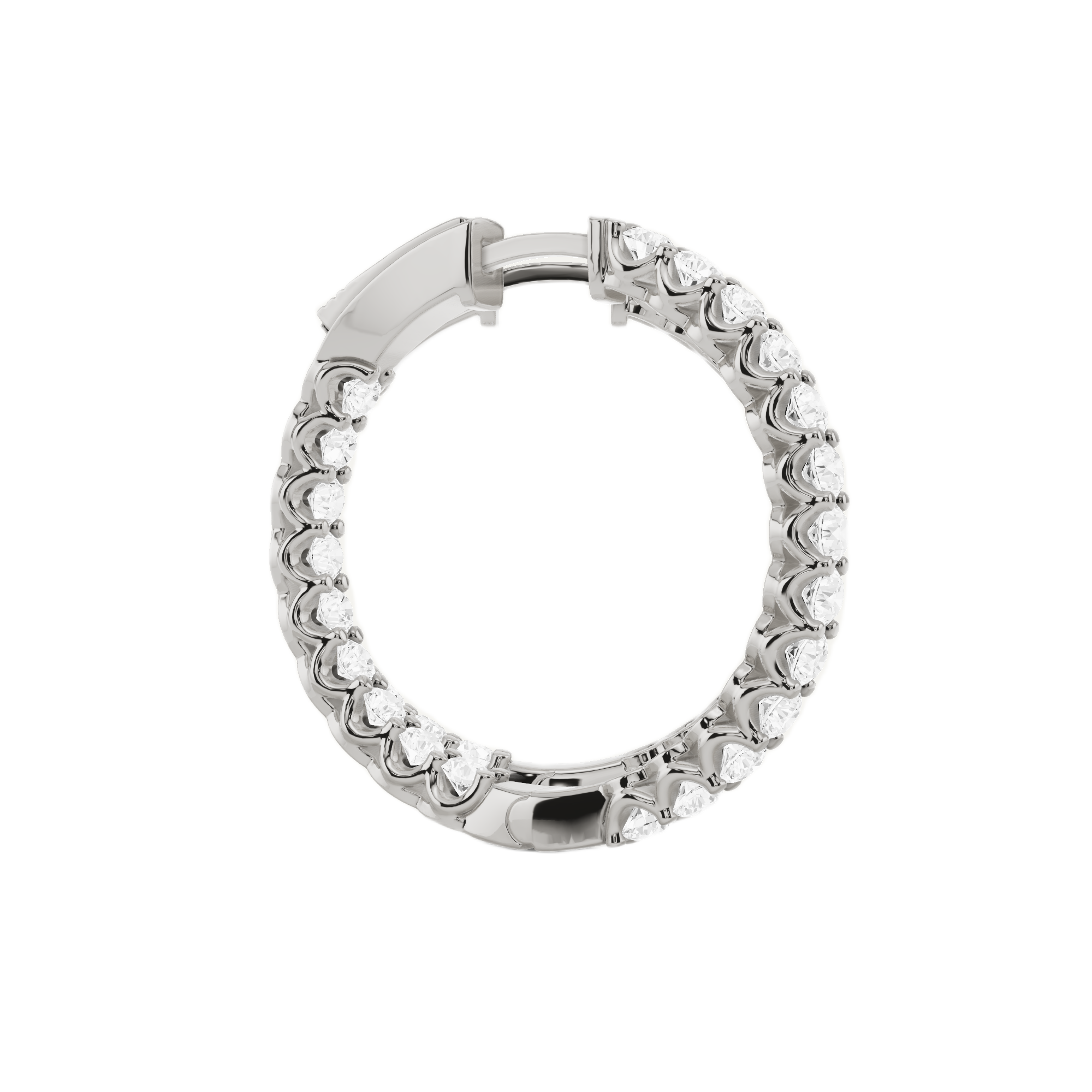 Womens | Inside Out Hoop Earrings | Sterling Silver | 3 CTW Round Cut Lab Grown Diamond | G-SI