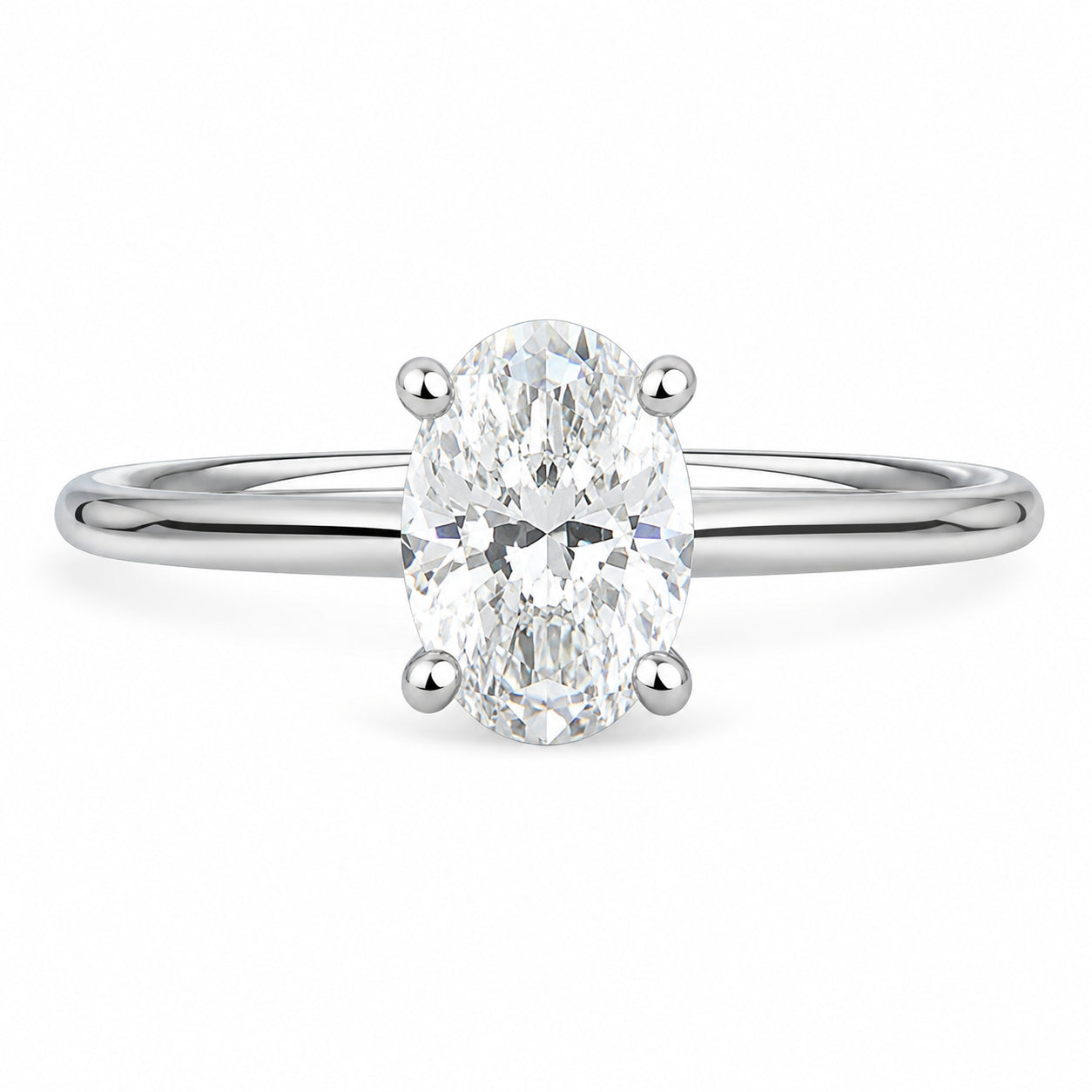 Womens | Solitaire Engagement Ring | 14K White Gold | 2 CTW Oval Cut Lab Grown Diamond | G-VS
