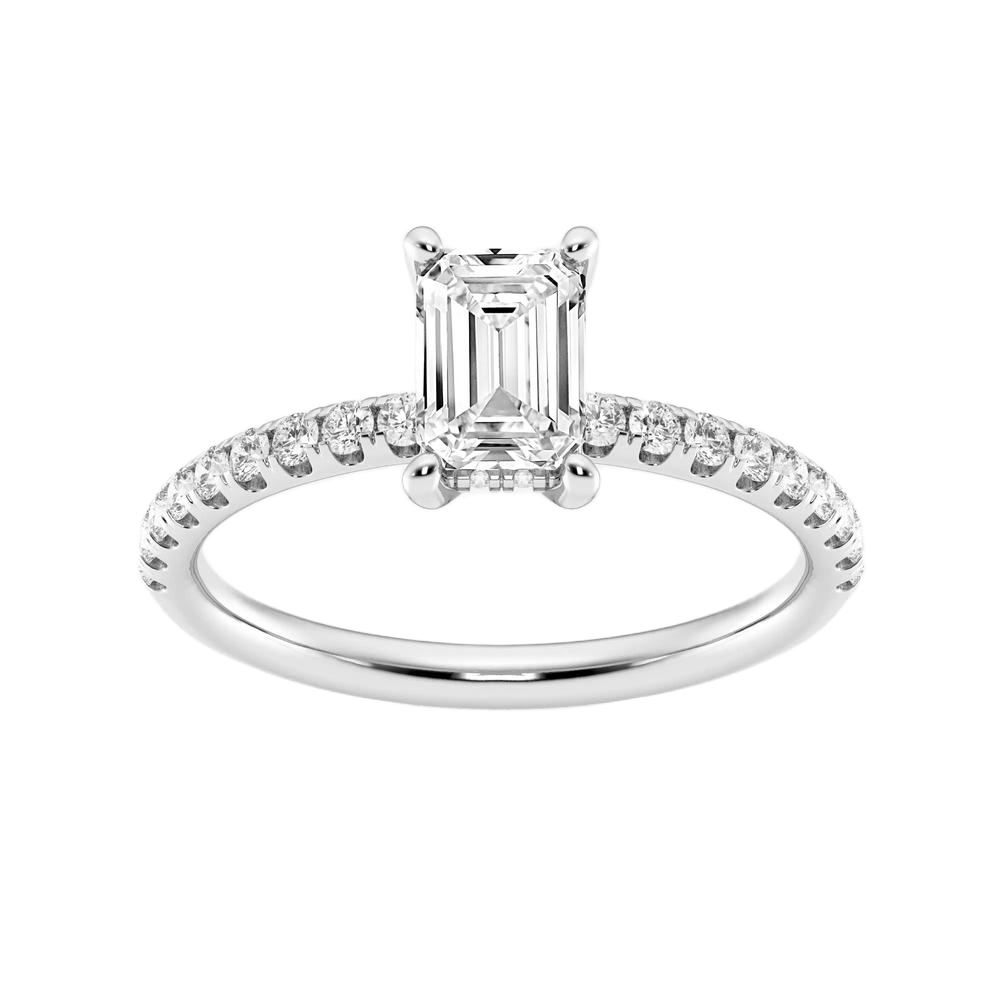 Womens | Solitaire Engagement Ring | 14K White Gold | 1.36 CTW Emerald Cut Lab Grown Diamond | G-VS