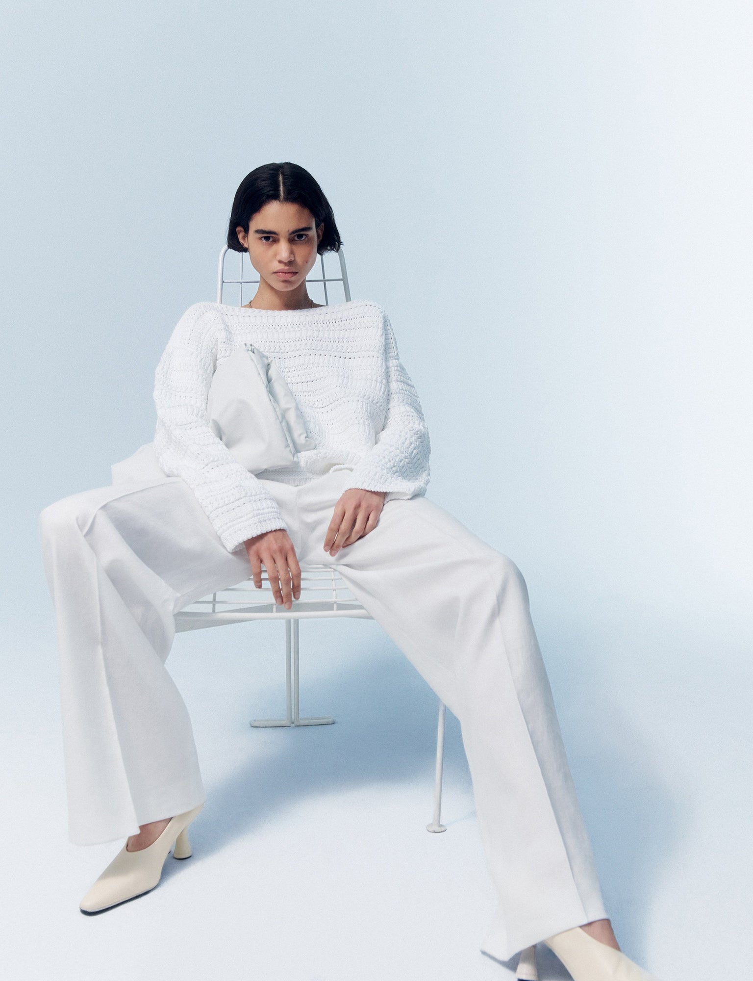 Women | Oversized Textured Sweater | White