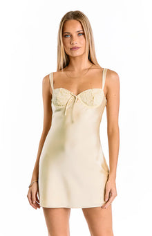 Kate Satin Party Mini Dress | Yellow