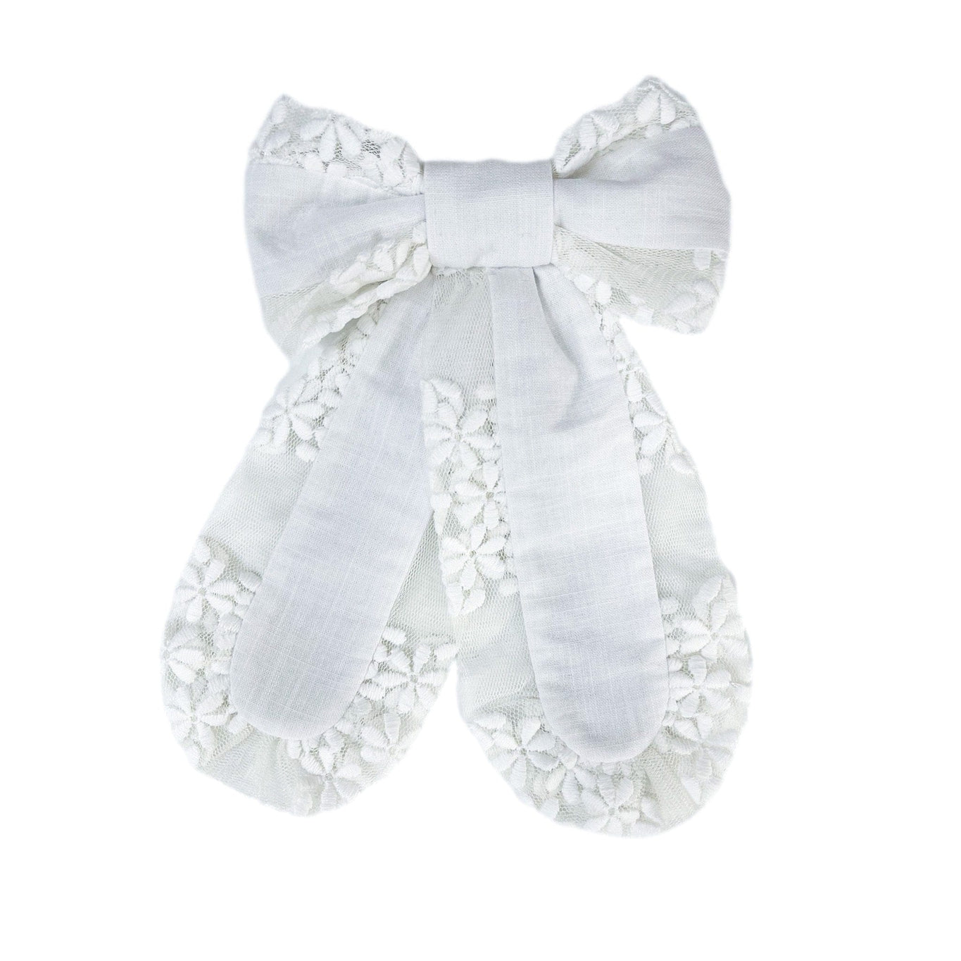 Katherine Linen Hair Bow | White