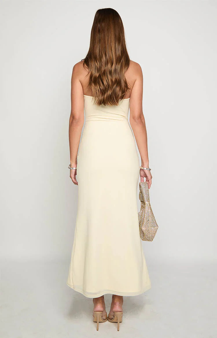 Krissy Mesh Strapless Maxi Dress | Cream