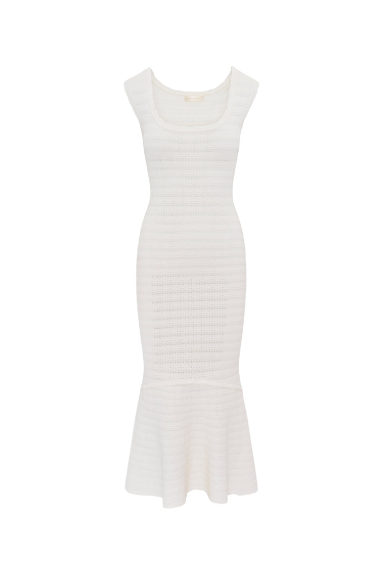 Leigh Pointelle Knit Midi Dress | Ivory