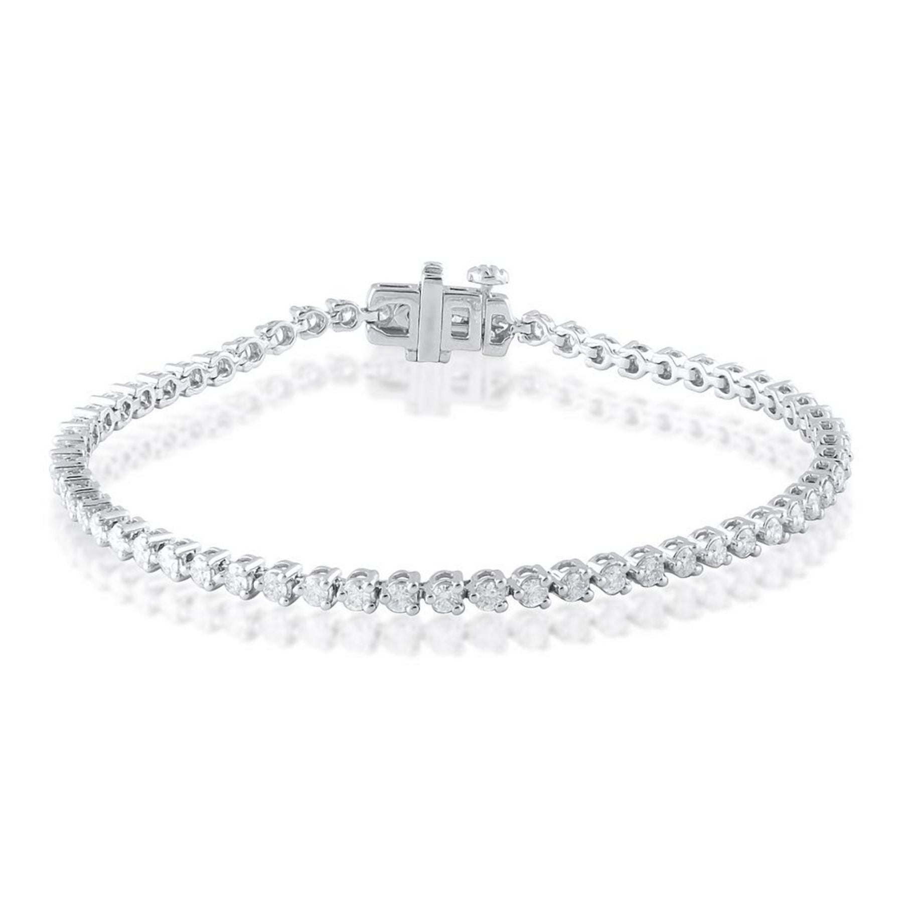 1.00 CT Round Lab-Grown Diamond | Bracelet | 18K White Gold | G Color | SI Clarity