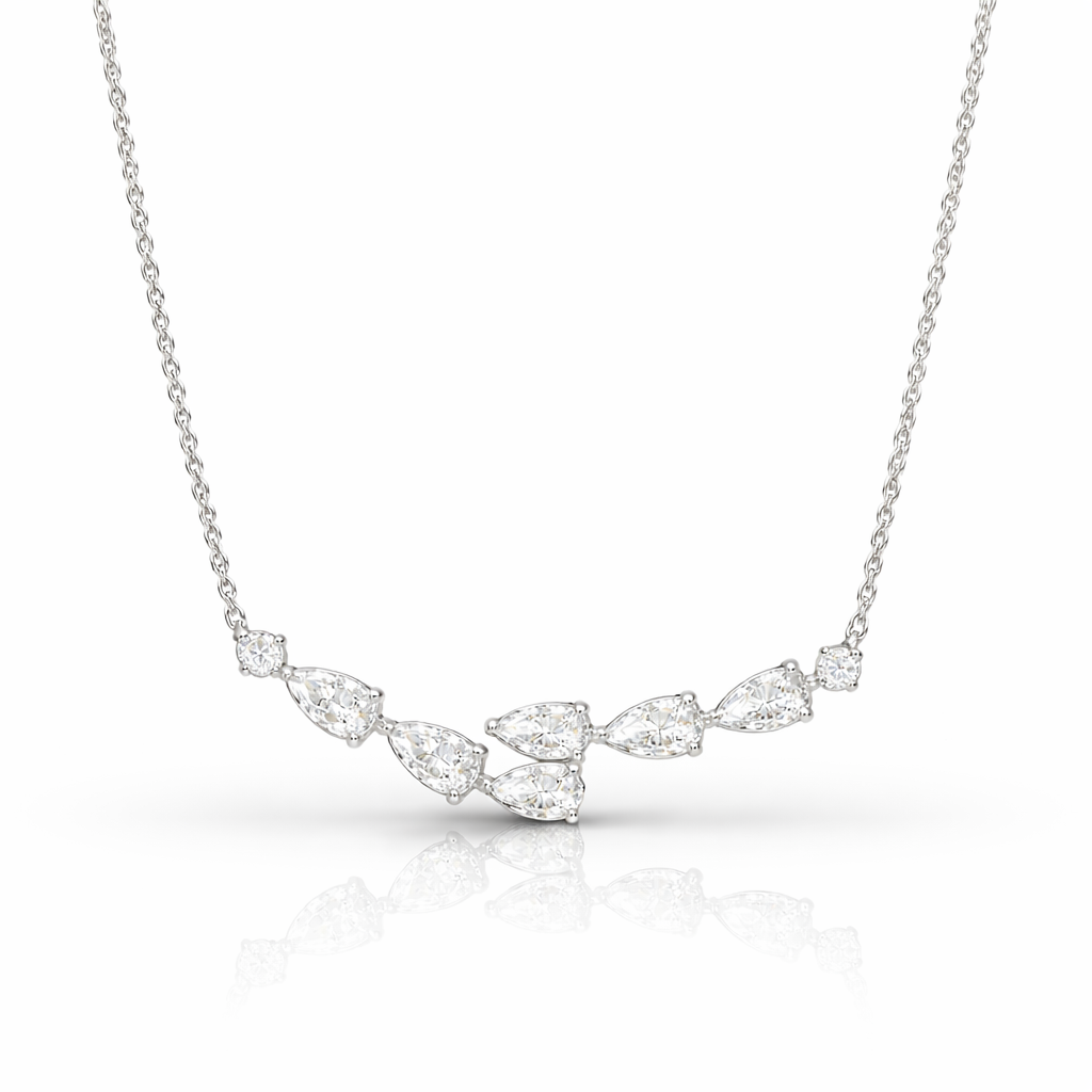 0.80 CT Pear/Round Lab-Grown Diamond | Necklace | 14K White Gold | G Color | VS Clarity