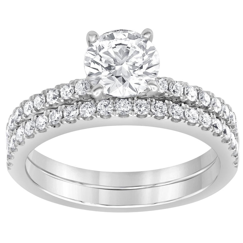 2.50 CT Round Lab-Grown Diamond | Wedding Bridal Set | 14K White Gold | G Color | VS Clarity