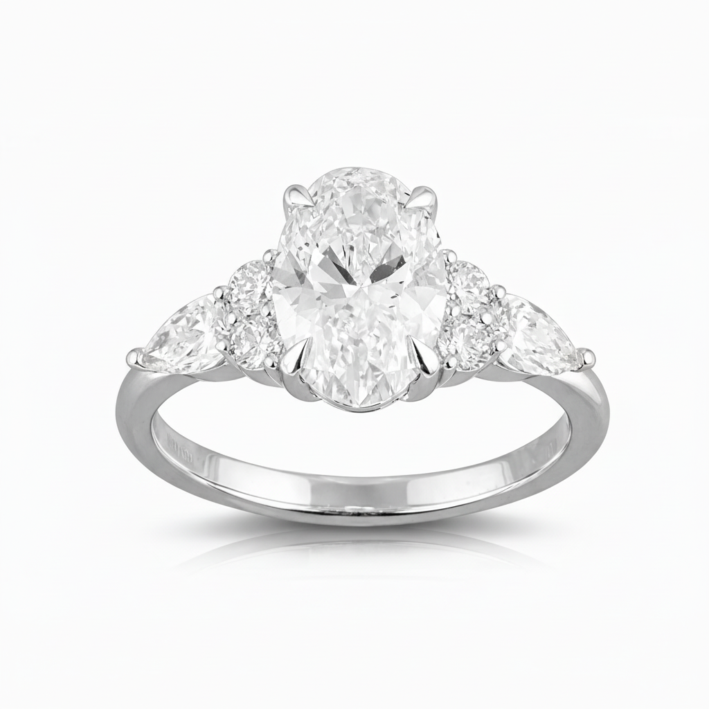2.50 CT Oval/Round/Pear Lab-Grown Diamond | Bridal Ring | 14K White Gold | G Color | VS Clarity