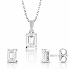 1.00 CT Emerald Lab-Grown Diamond | Pendant Necklace Set | 14K White Gold | G Color | VS Clarity