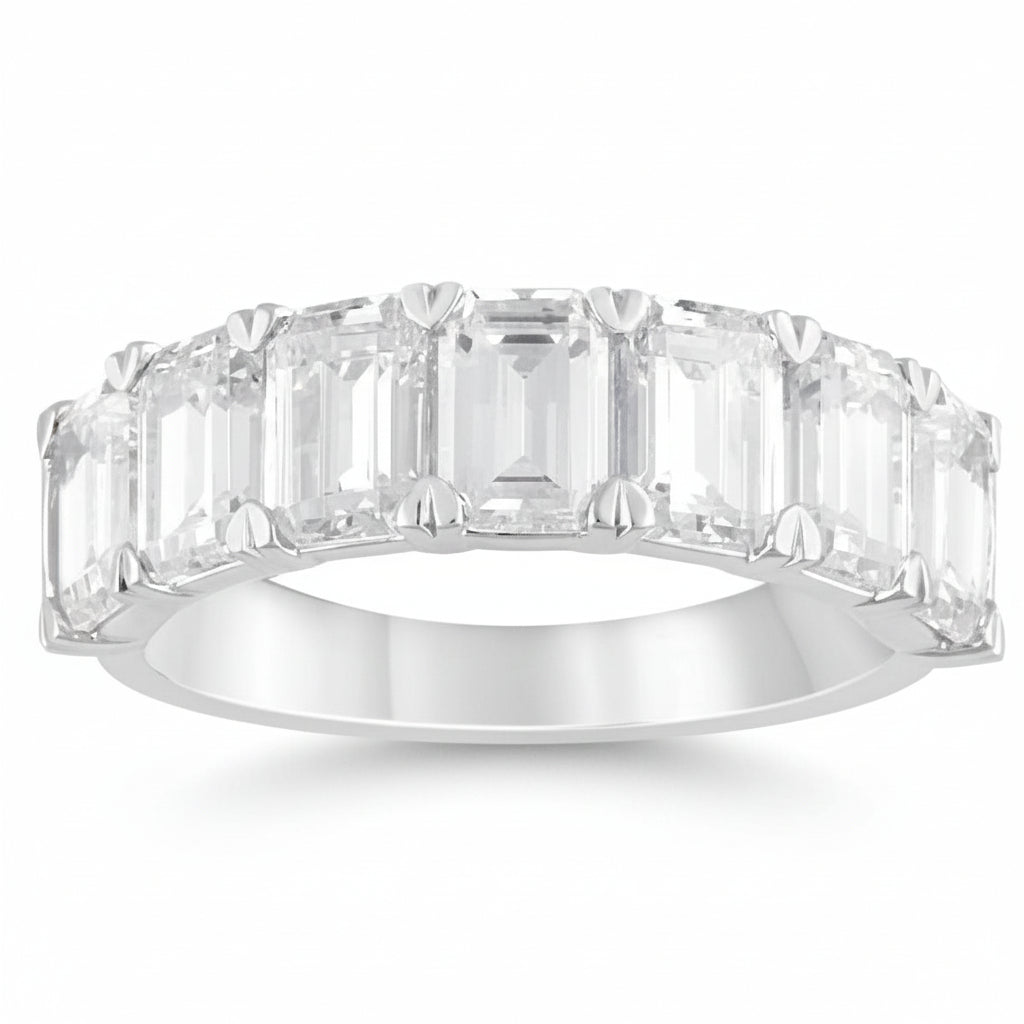 5.00 CT Emerald Lab-Grown Diamond | Wedding Band | 14K White Gold | F Color | VS Clarity
