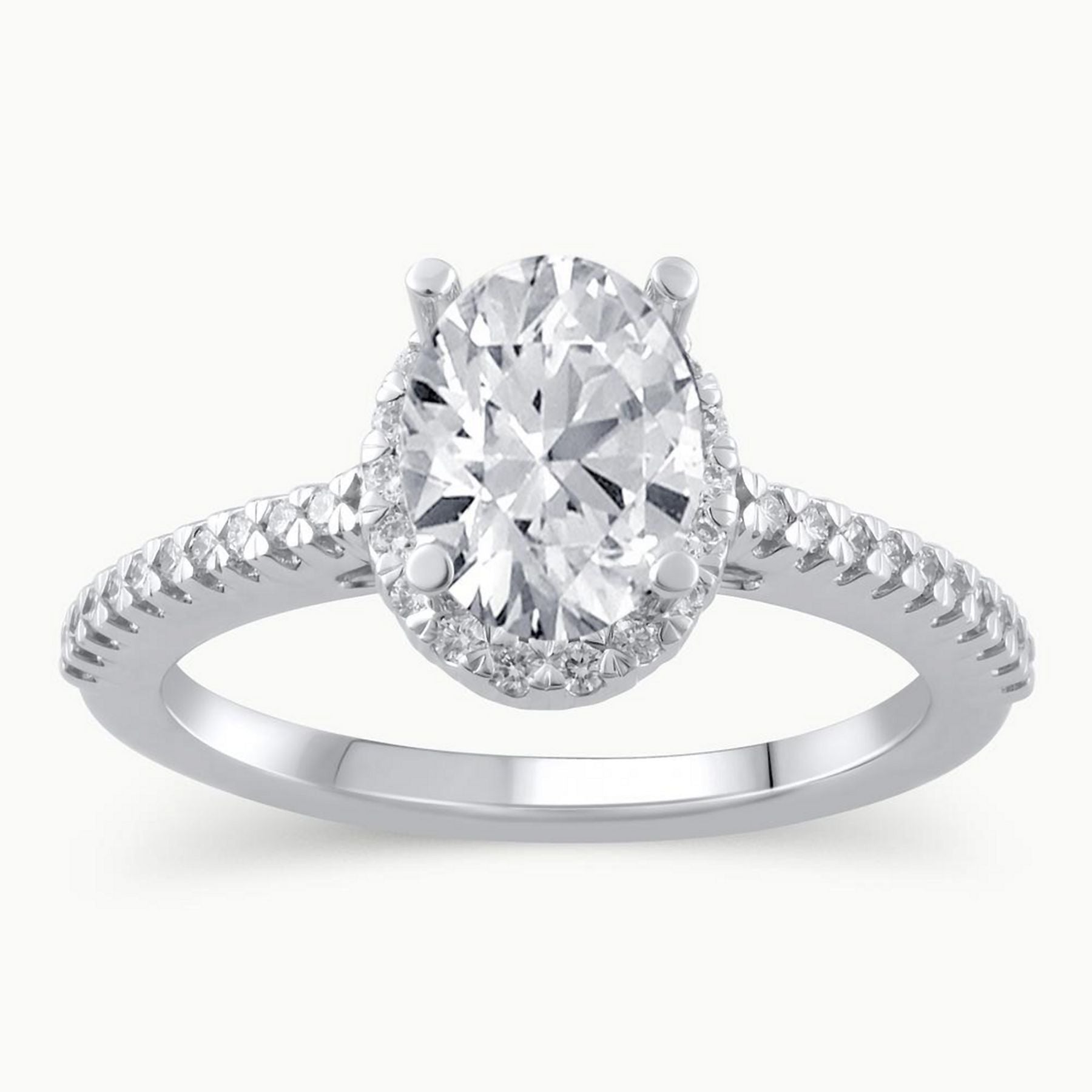 1.00 CT Round/Oval Lab-Grown Diamond | Engagement Ring | 14K White Gold | G Color | SI Clarity