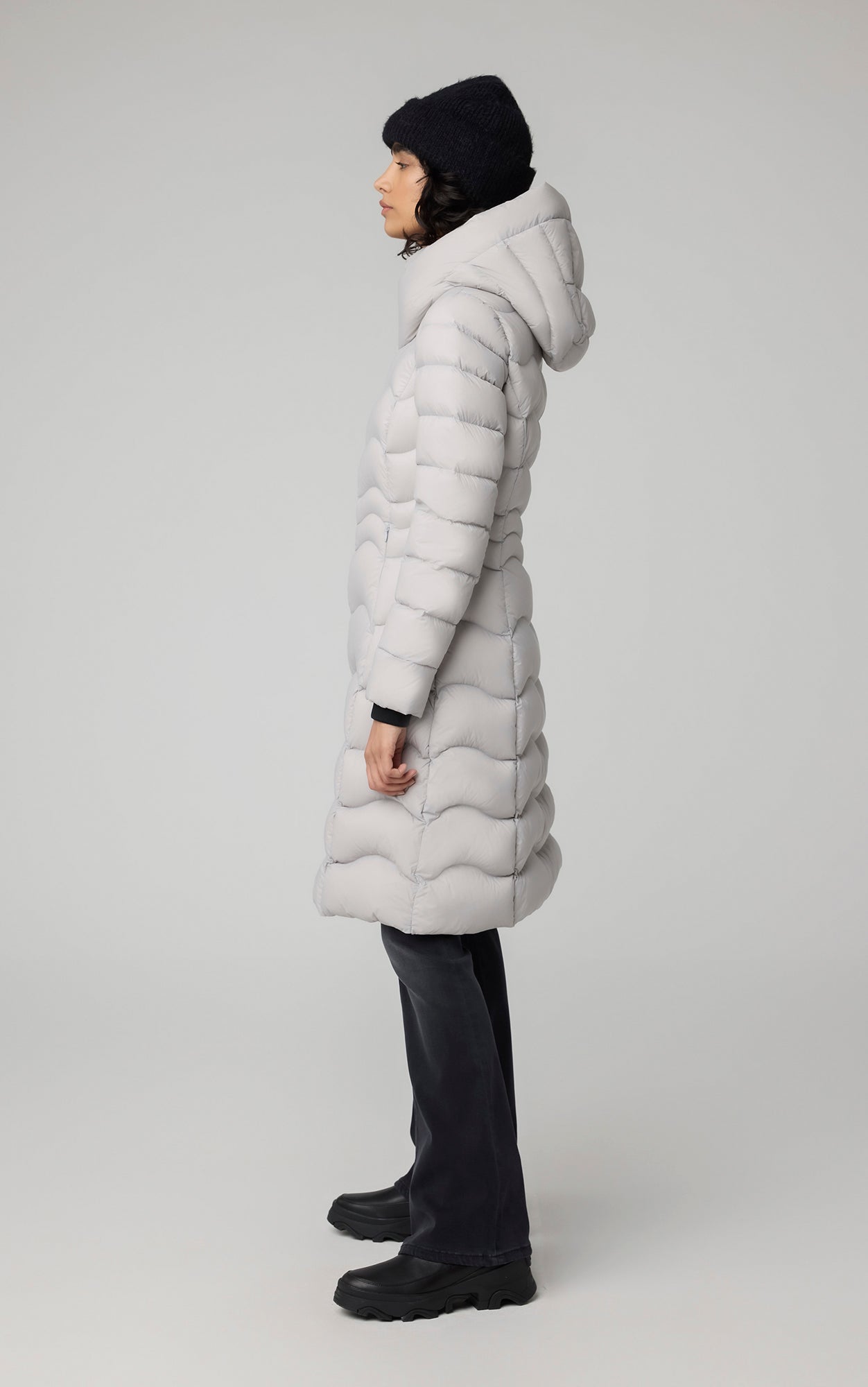 Lightweight Down Fit & Flare Coat | Stone