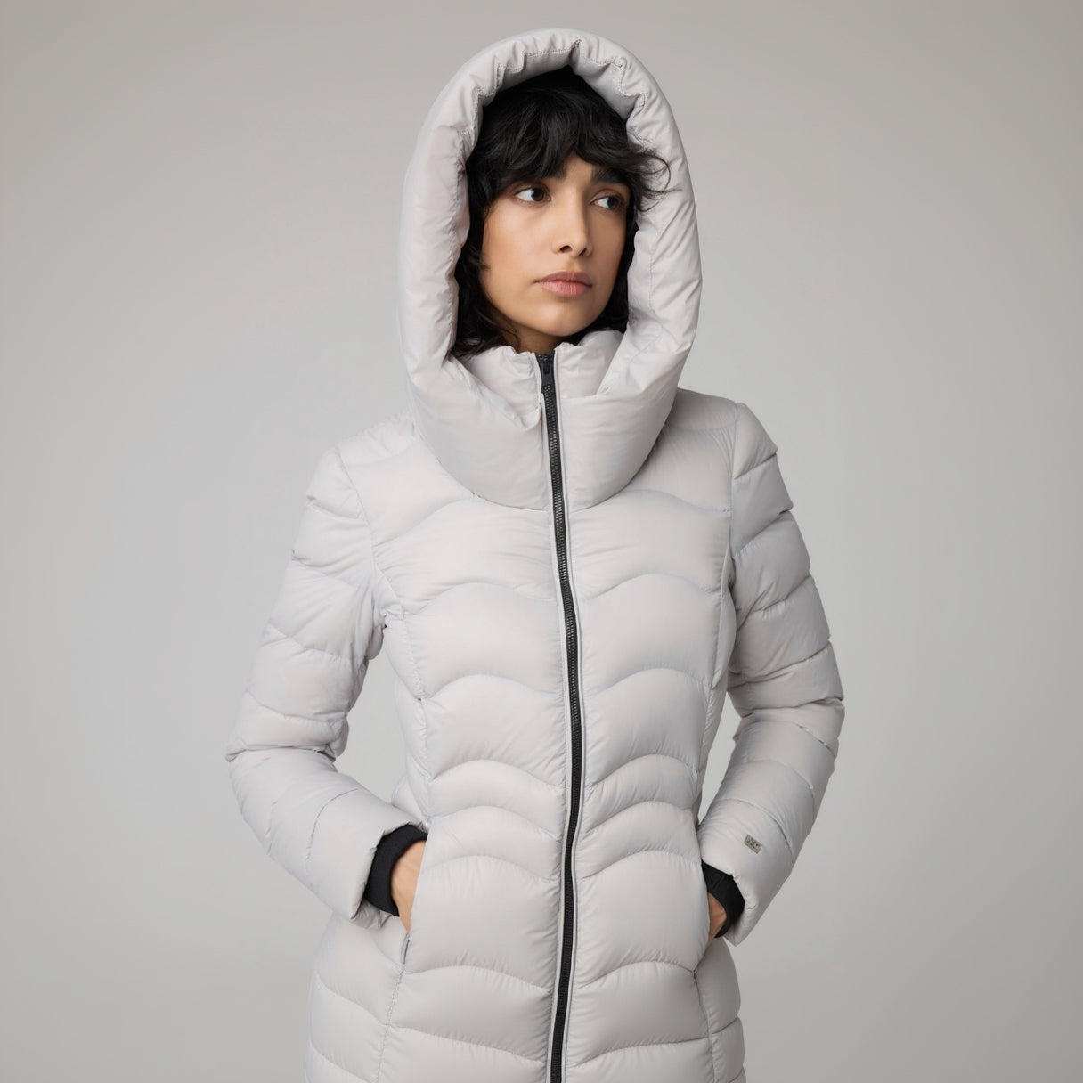 Lightweight Down Fit & Flare Coat | Stone