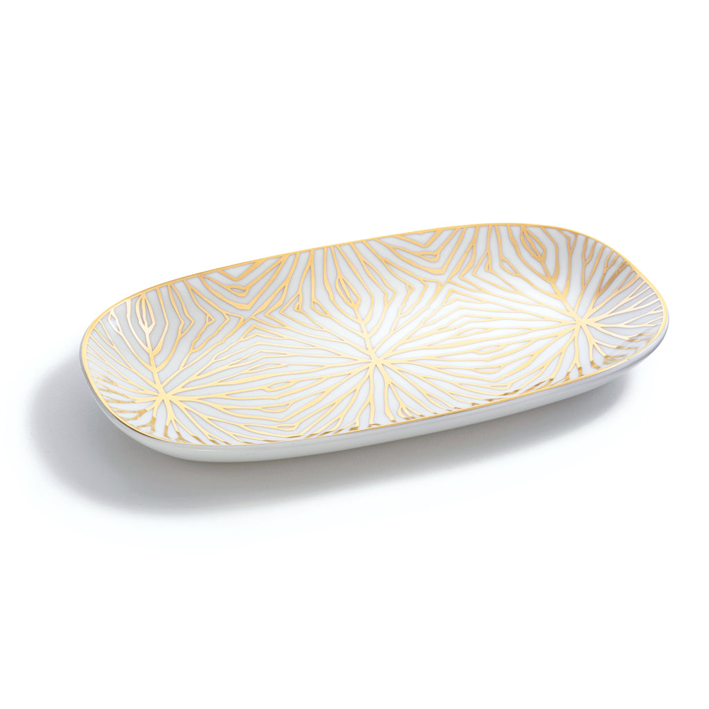 Talianna Lily Pad Catchall Tray | White & Gold | Single