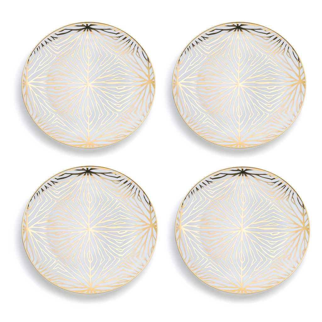 Talianna Lily Pad Plates | White & Gold | Set of 4