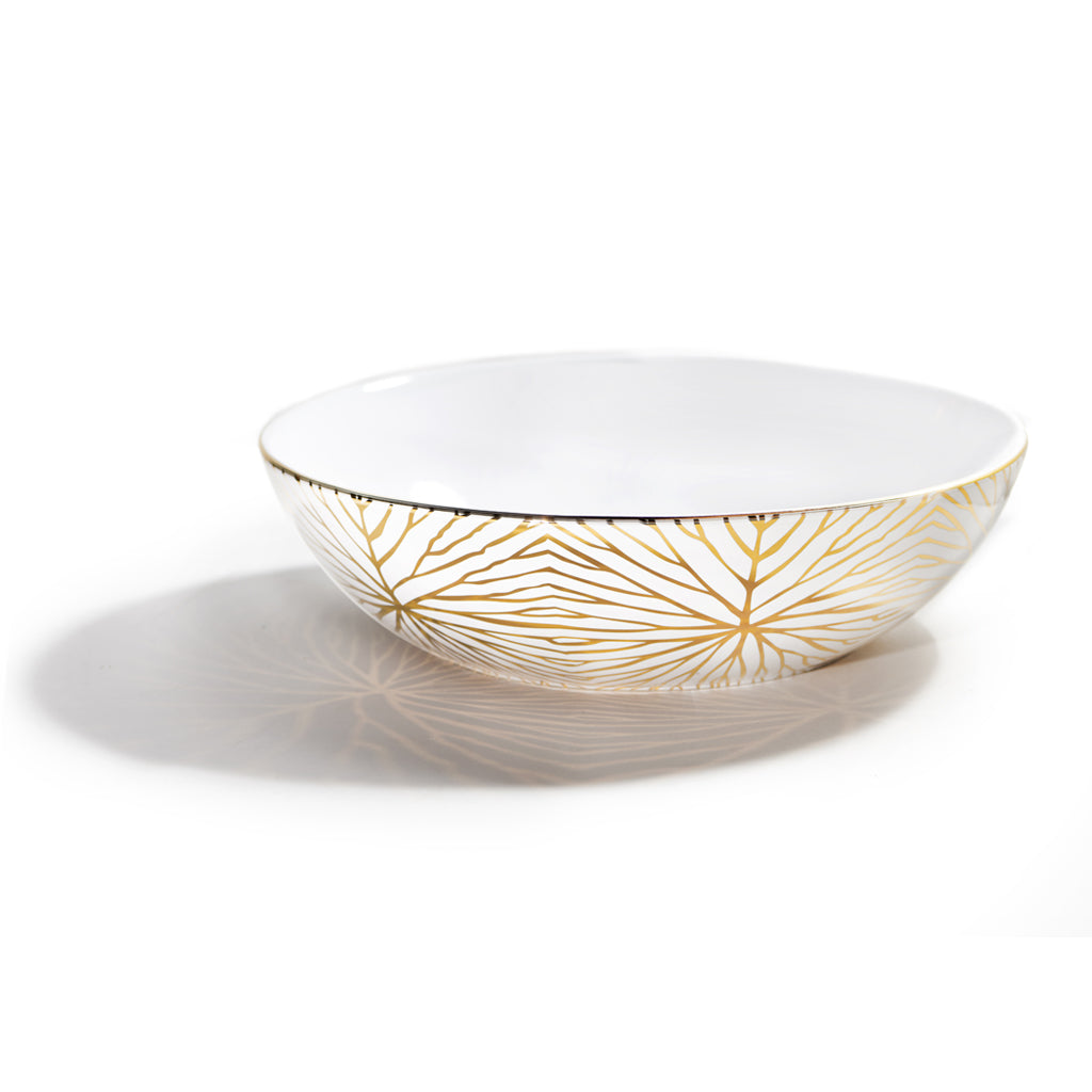 Talianna Lily Pad Serving Bowl | White & Gold | Single