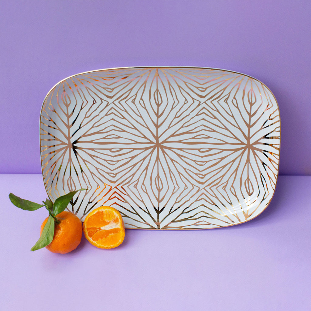 Talianna Lily Pad Serving Platter | White & Gold | Single