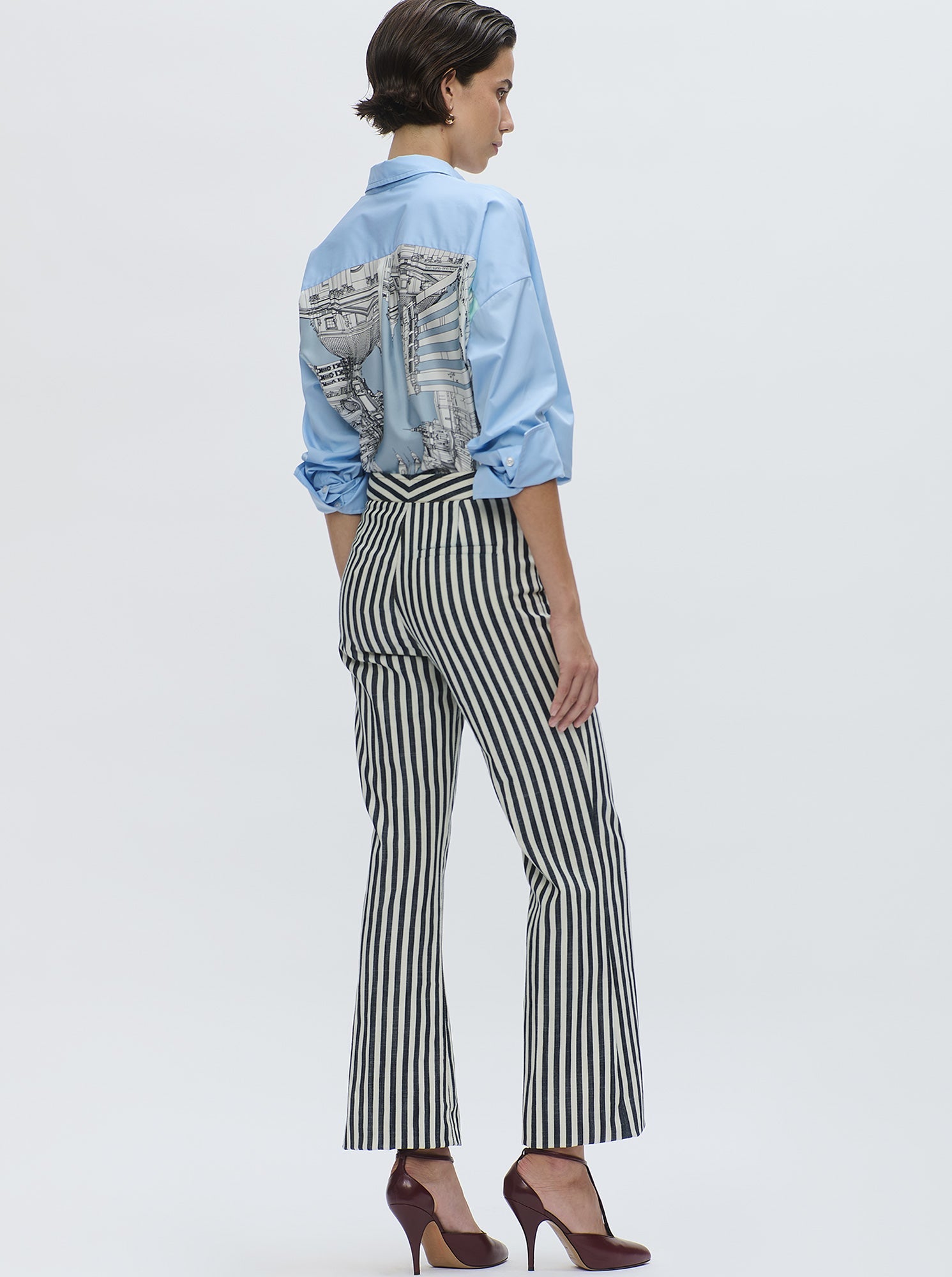 Lola Denim Crop Jean | Natural/Midnight Stripes