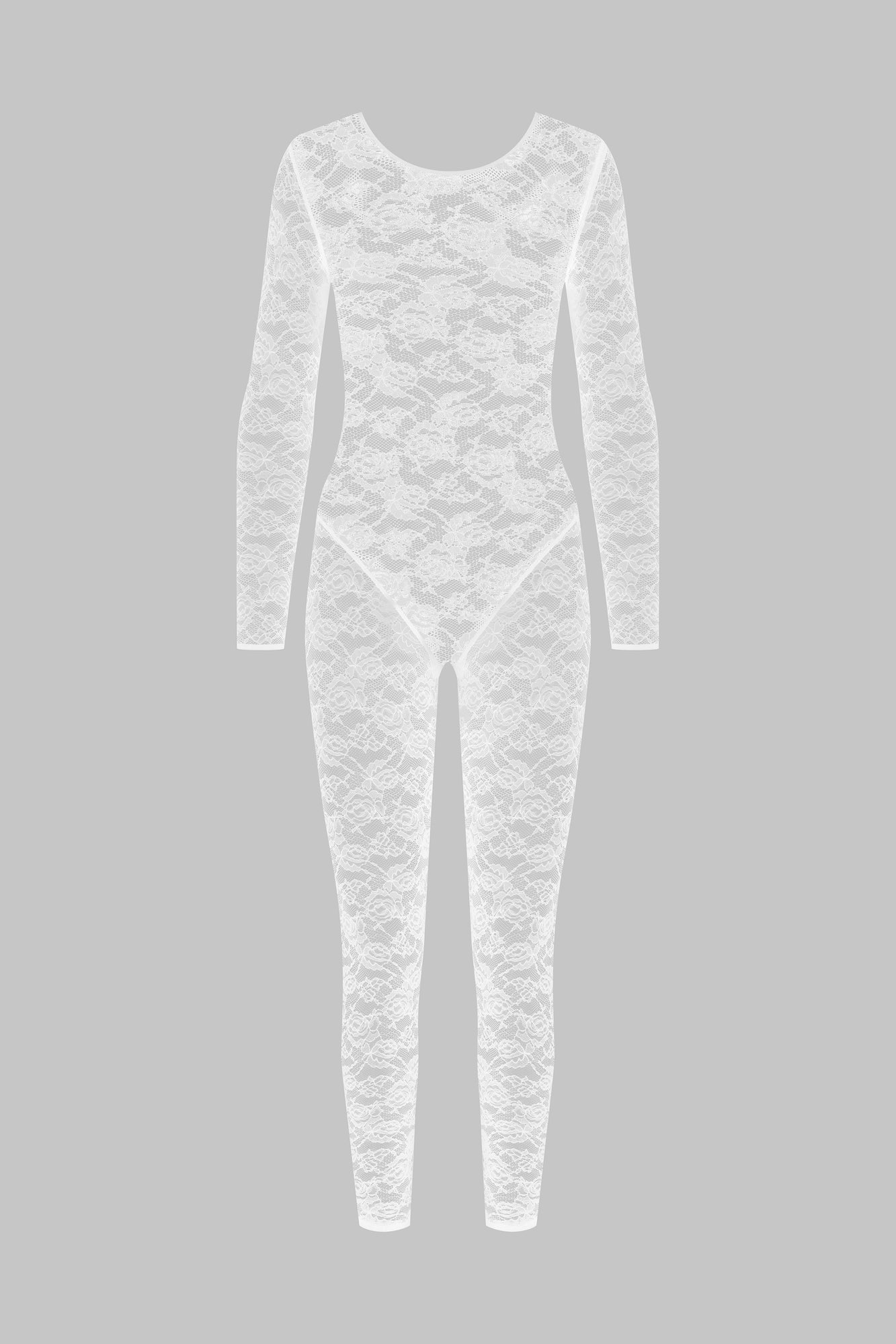 Long Sleeve Open Back Jumpsuit - Flashback | White