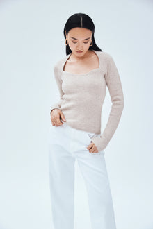 Wool Cashmere Sweetheart Sweater | Oatmeal Heather