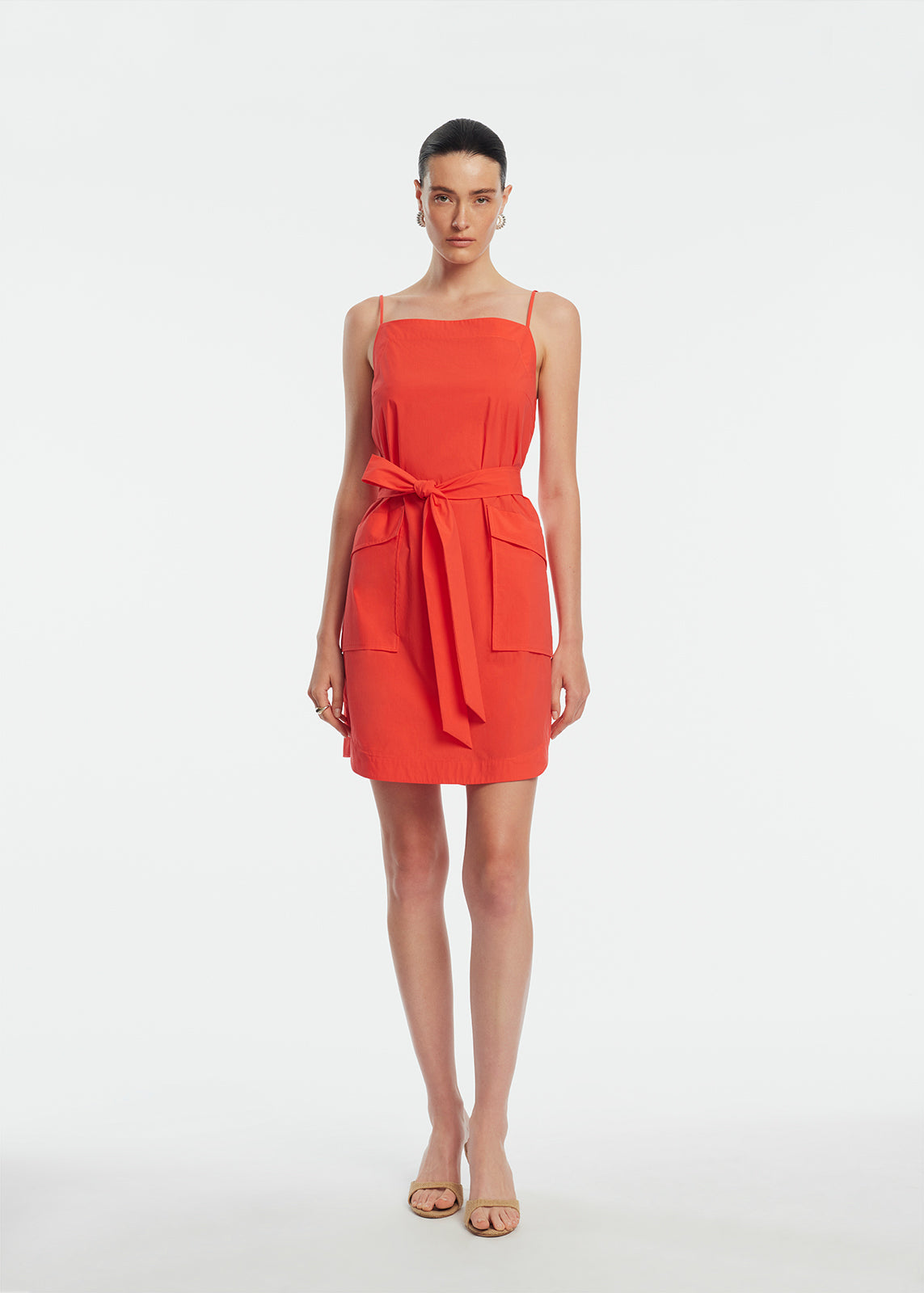 Tech Poplin Belted Dress | Watermelon