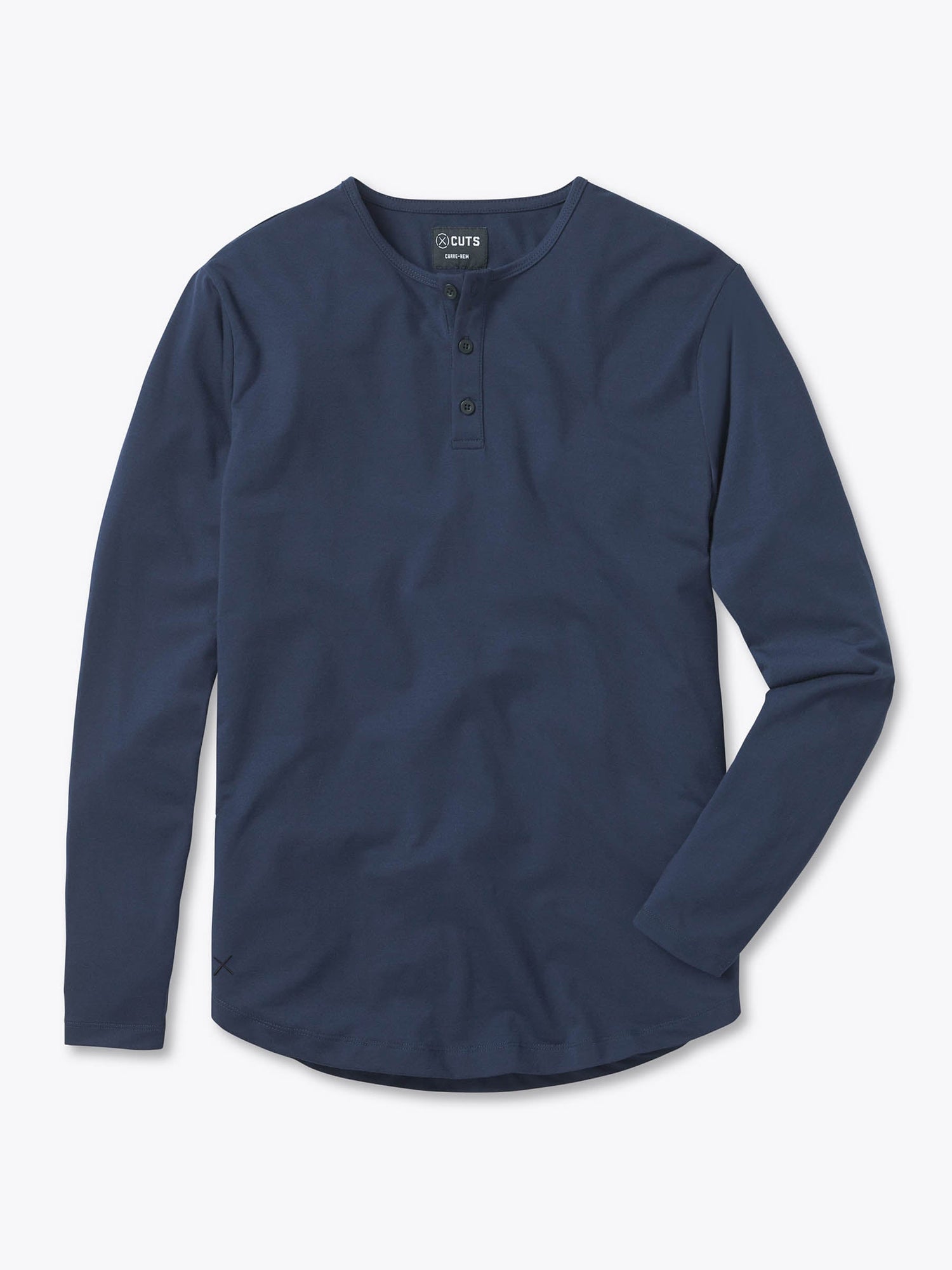 AO Long Sleeve Henley Curve-Hem | Pacific Blue Signature-fit PYCA Pro