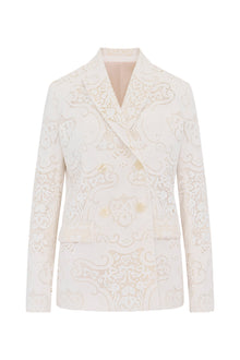 Luara Cotton Doiley Lace Blazer | Optic White