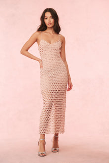 Lunaria Rhinestone Cotton Lace Maxi Dress | Cherished Pink