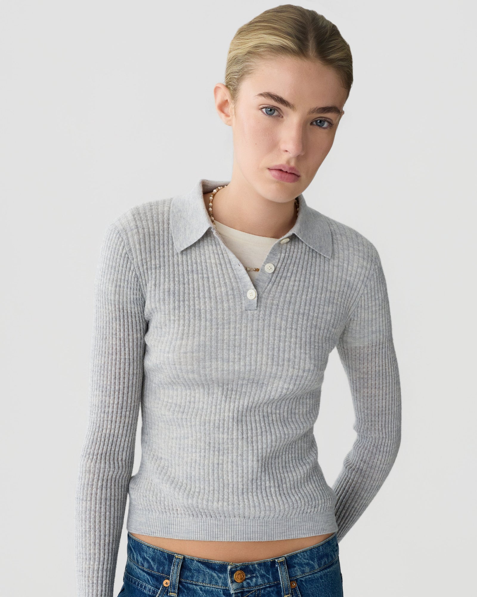 Ls Shrunken Polo | Stone