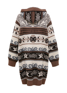 Long Hooded Sweater | Brown