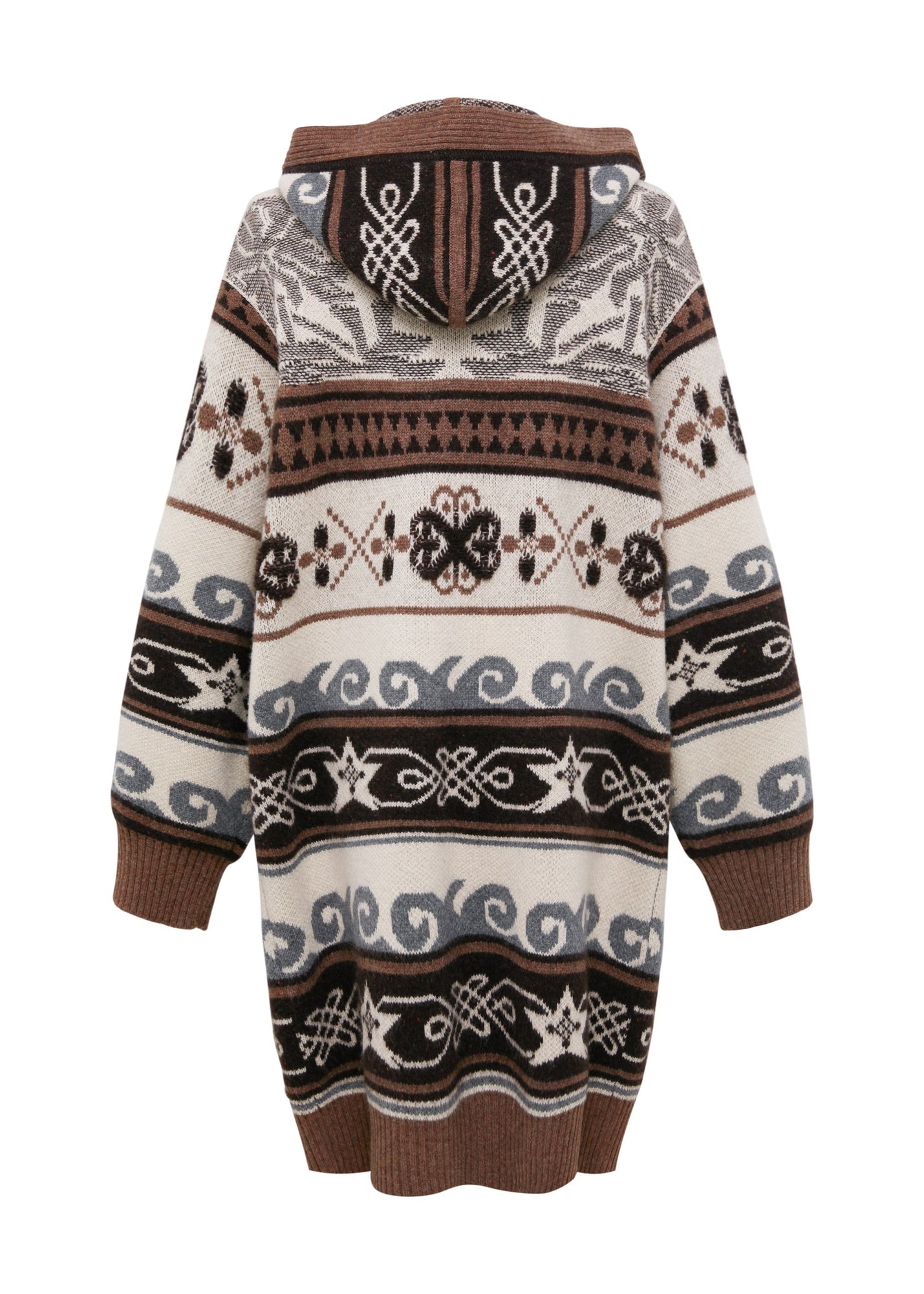 Long Hooded Sweater | Brown