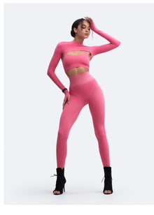 Long Sleeve Crew Neck Shrug | Pink